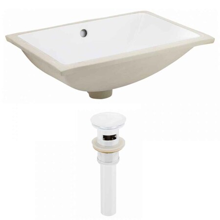 American Imaginations 18.25" W CUPC Rectangle Undermount Sink Set In White, White Hardware, Overflow Drain Incl. AI-24827